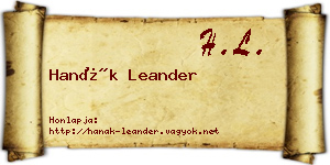 Hanák Leander névjegykártya