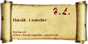 Hanák Leander névjegykártya